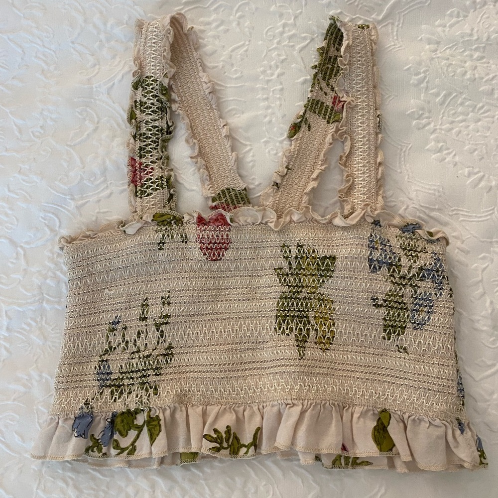 Very cute beige flower crop top from Urban Outfitters